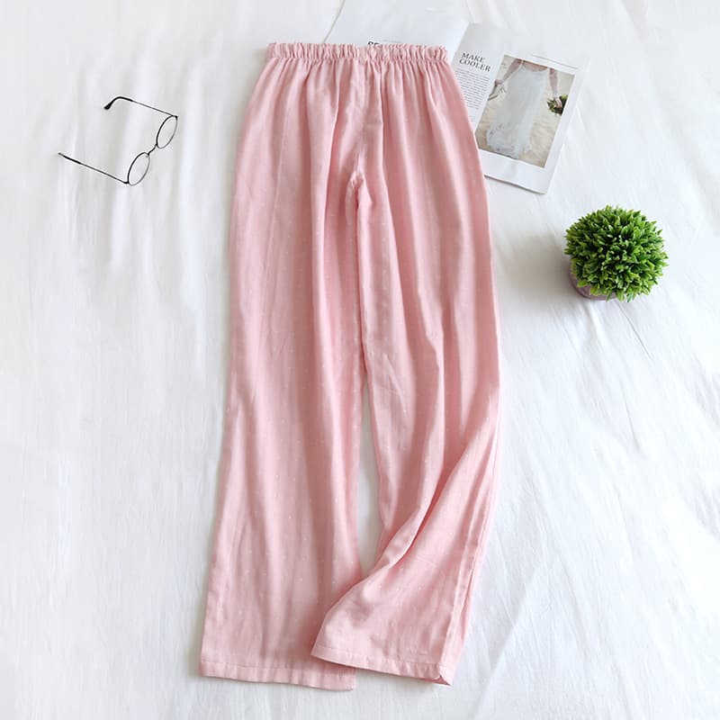Yarn-dyed gauze trousers-powder dots (female)