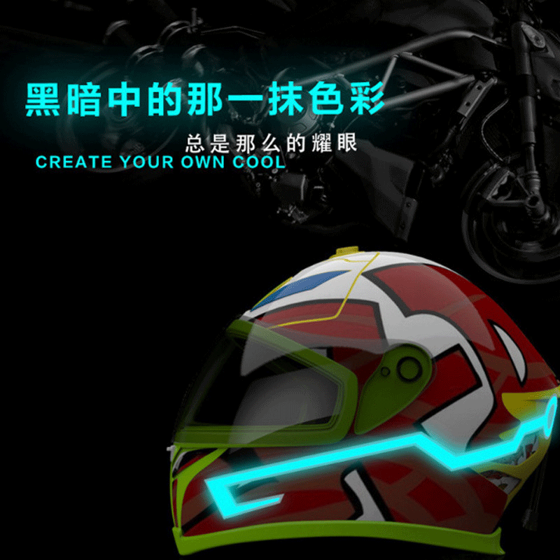 Motorcycle Helmet Light Strip Decoration, Adhesive Luminous Strip, Car Light, Fluorescent, Hot-Selling, Colorful, Ultra-Thin 2