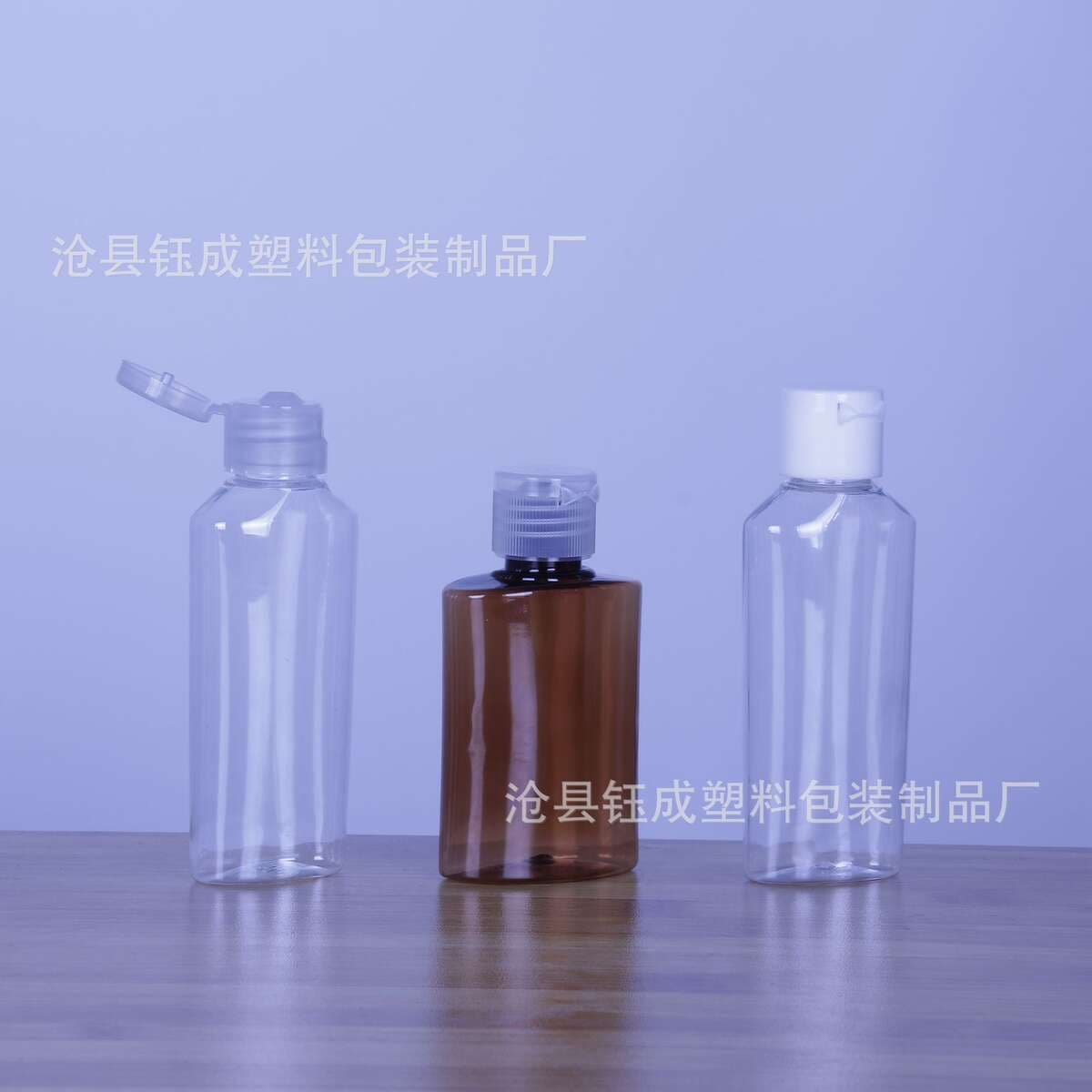 50-60 ml qapaqlı şəffaf PET plastik şüşələr, losyon, su emulsiyası və kosmetika üçün 3