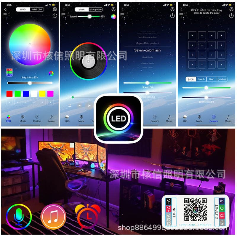 5050 LED Zolaq, Bluetooth, Tətbiq İdarəetməsi, Suya Davamlı, 12V 4