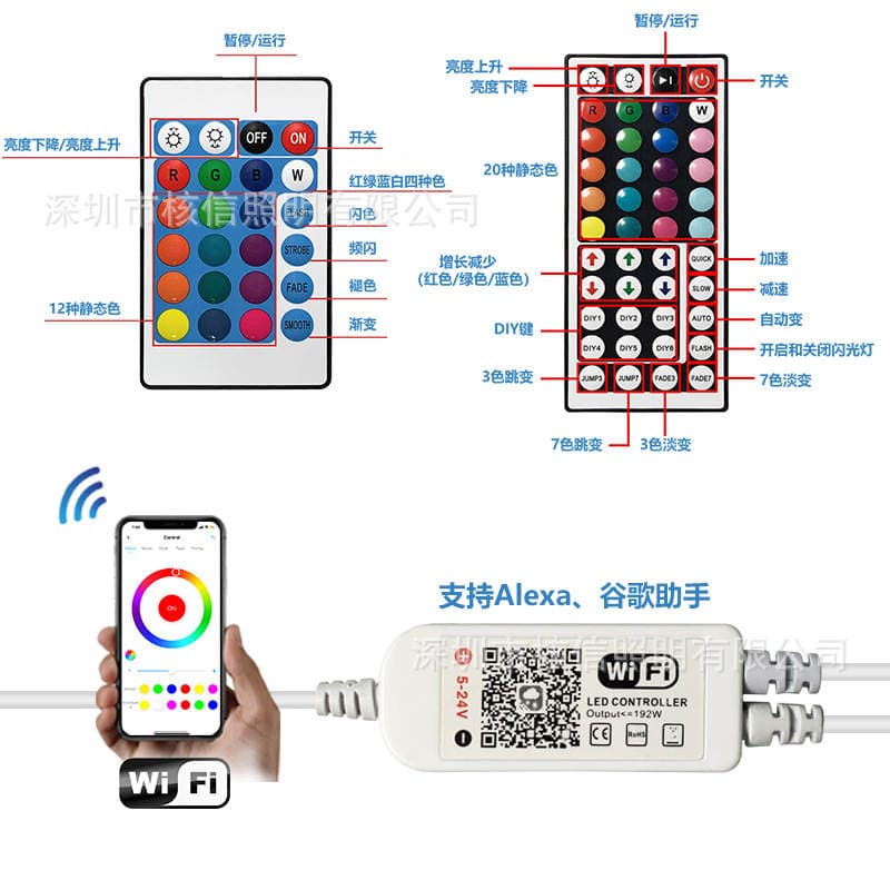 5050 RGB LED Zolaq, WiFi, Suya Davamlı, Rəng Dəyişən, 12V 3