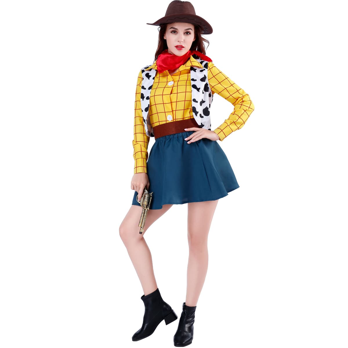 Female woody (cowboy hat, scarf, shirt, vest, skirt, belt)