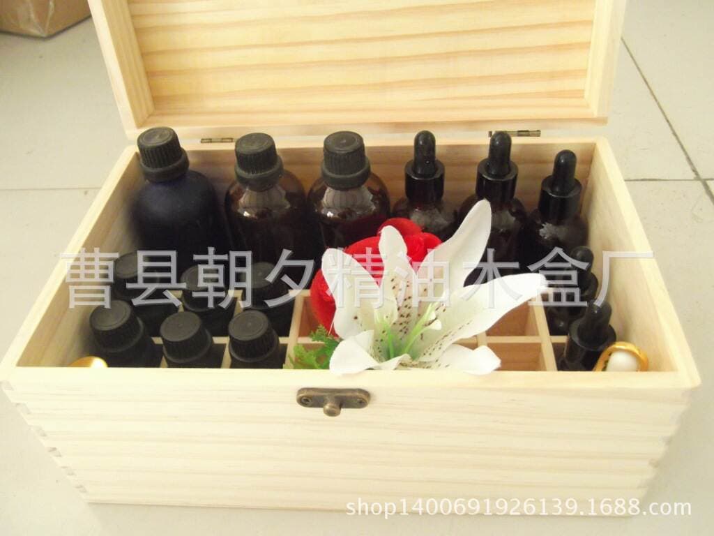 Essential oil storage box wooden box wholesale 24 grid essential oil bottle packing finishing solid wood box factory direct in stock custom 3