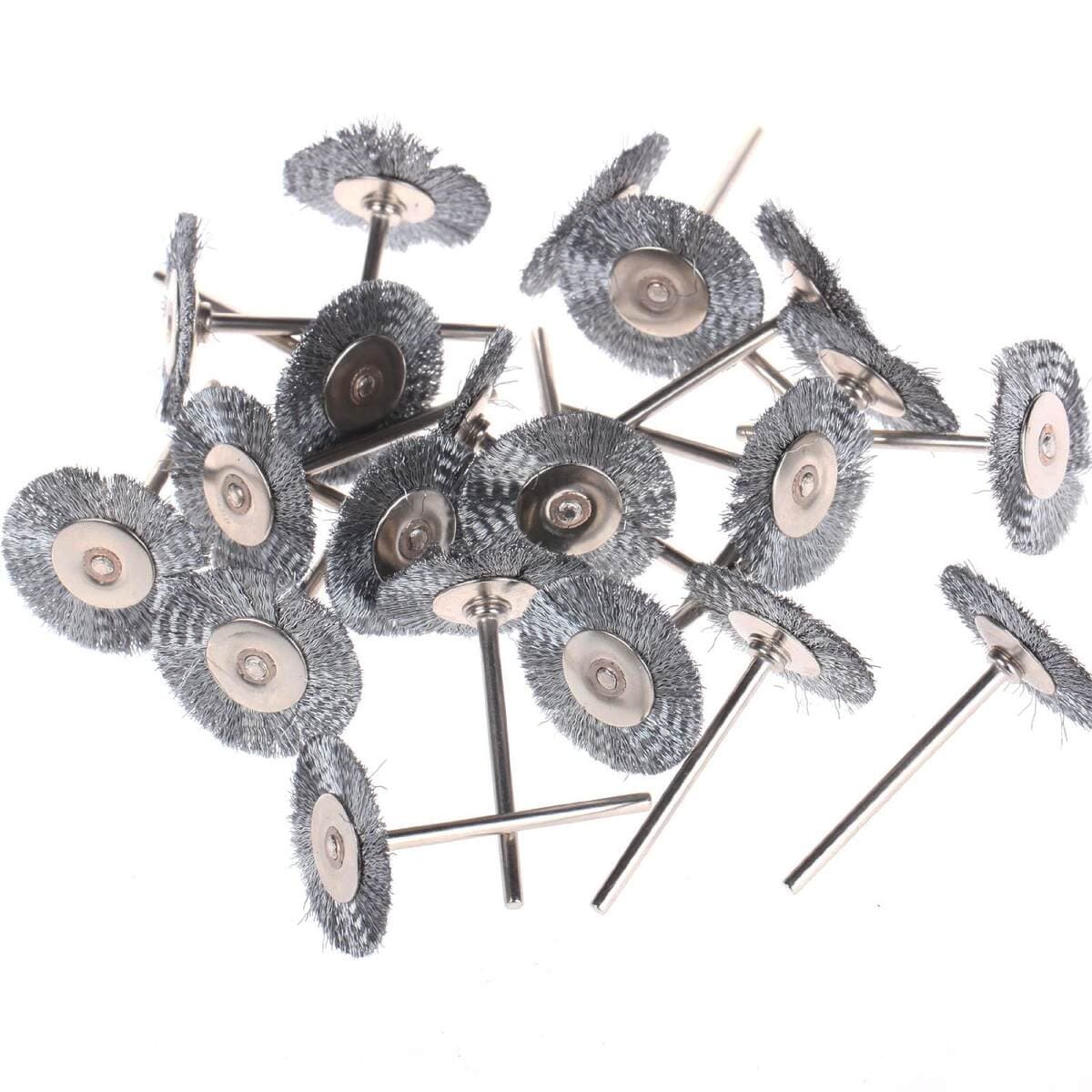 Wholesale T-shaped stainless steel wire brush with handle mini brush wood carving root carving rust removal polishing polishing electric grinding accessories handle 3mm 1