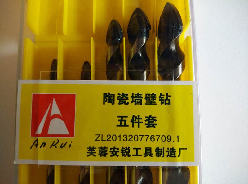 Lengthened woodworking ceramic tile glass cement wall body hole opener impact flashlight Triangle drill 6-12mm set 1