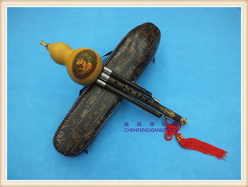 Hulusi Purple Bamboo Flute A tone three-tone detachable Hulusi factory direct Yunnan Hulusi saxophone Chinese knot 3