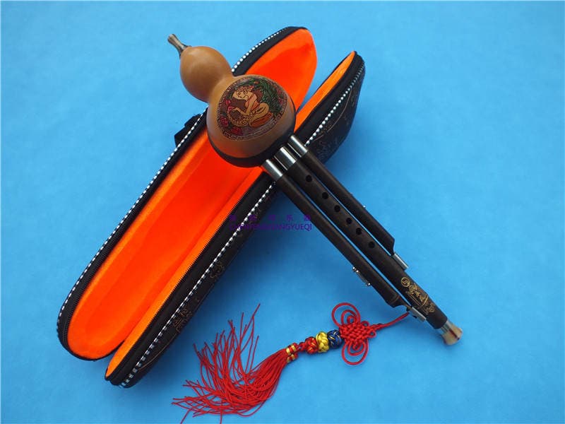 Hulusi Ebony ABbCD three-tone detachable drop-resistant Yunnan Hulusi Bawu Chinese knot leather box 3