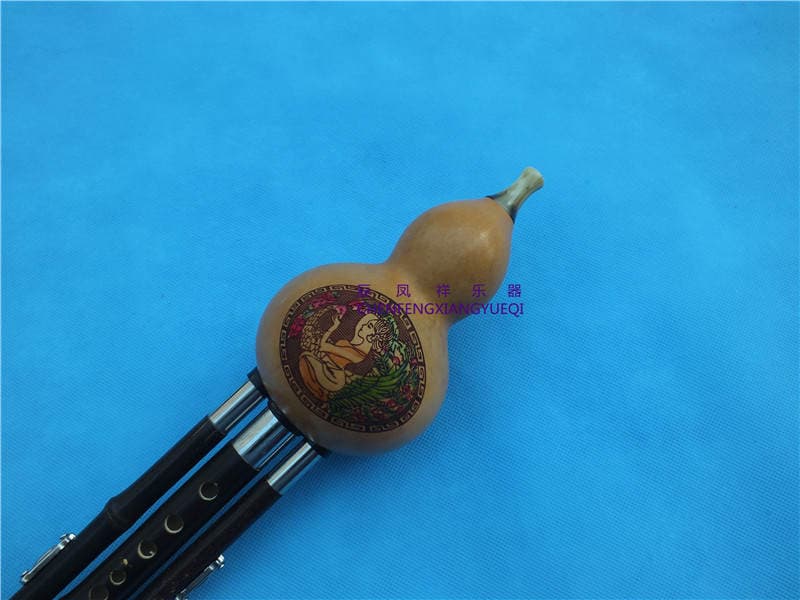 Hulusi Purple Bamboo Flute D tone three-tone detachable Hulusi factory direct sales Yunnan Hulusi saxophone Chinese knot 2