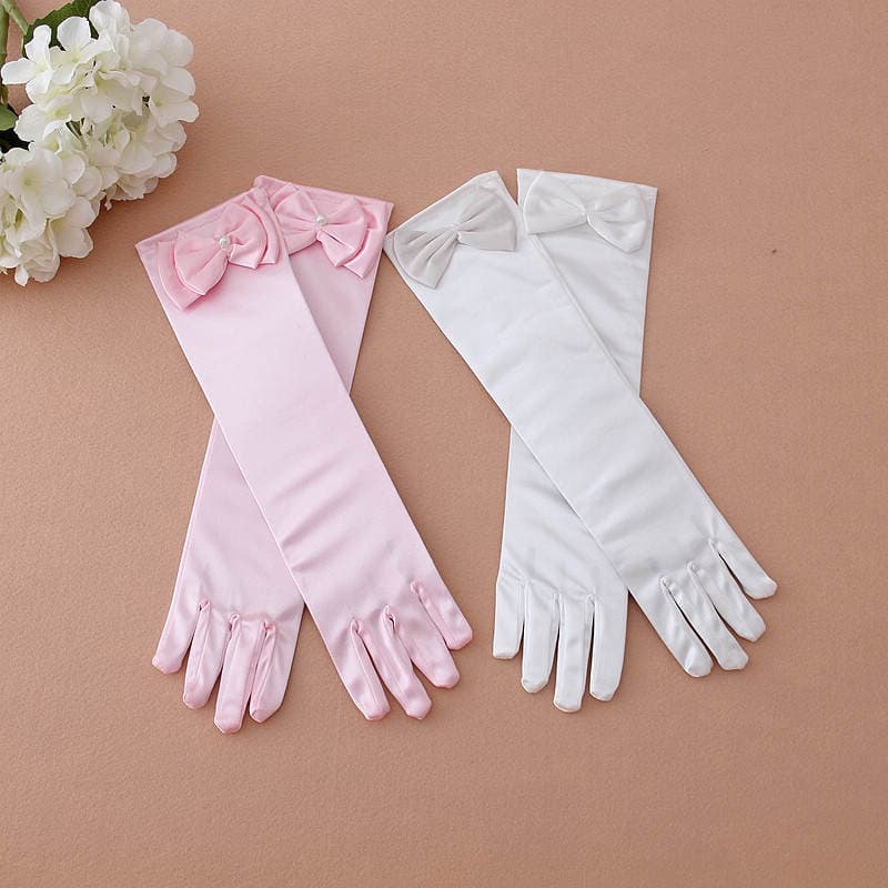 Children's bow gloves, children's dress, flower girl's gloves, wedding photography princess dress accessories 2