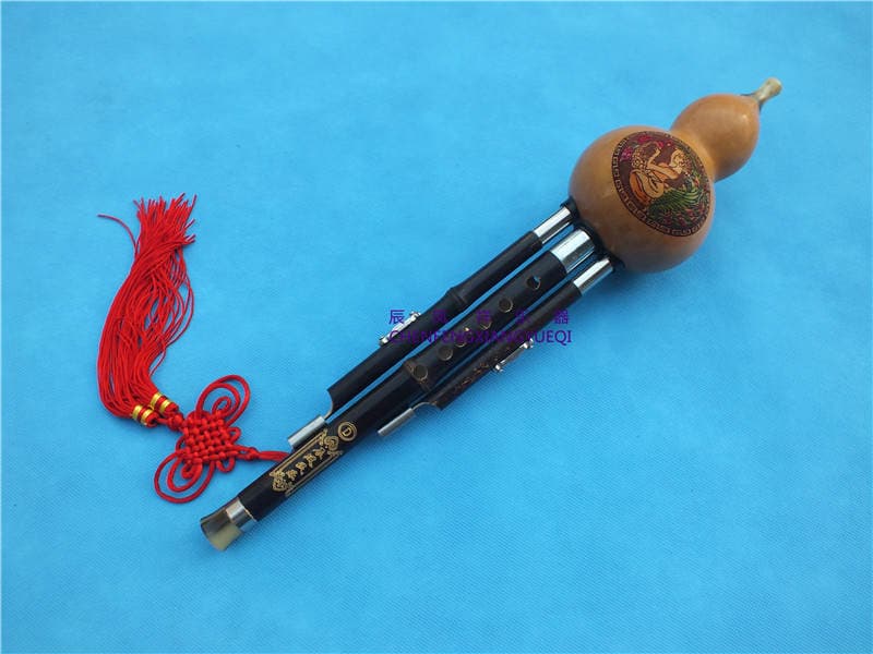 Hulusi Purple Bamboo Flute D tone three-tone detachable Hulusi factory direct sales Yunnan Hulusi saxophone Chinese knot 1