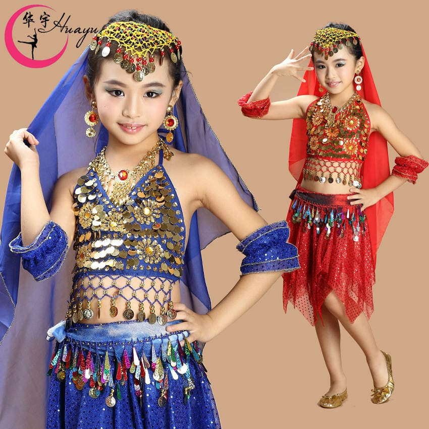 Uşaqlar üçün Hind Rəqsi / Qarın Rəqsi Performans Kostyumu Dəsti Hy3303 1