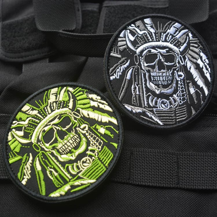 Spot Supply Death Skull Embroider Badge Velcro Bag with Cloth Label Badge Backpack Portable 1