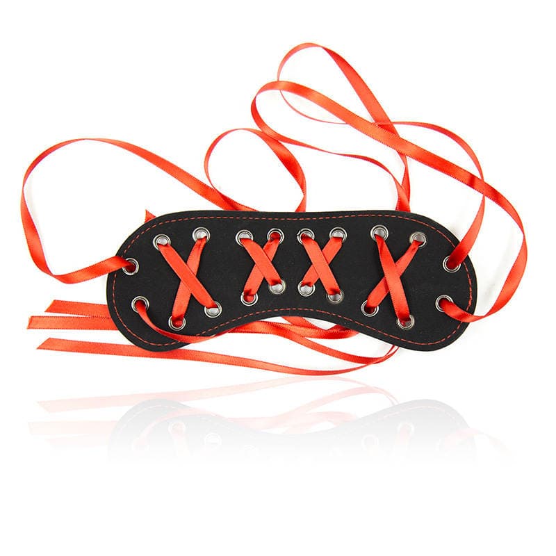 sm adult sex toys women's flirting props red lace-up leather eye mask lace-up leather eye mask 3