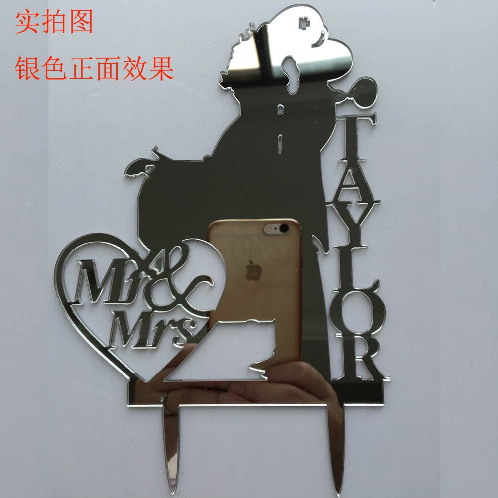 Exquisite customized acrylic wedding cake card insertion Batman cake card insertion MR & MRS cake card insertion 4