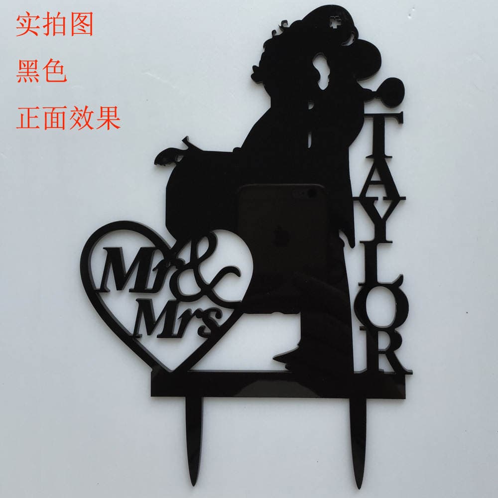 Exquisite customized acrylic wedding cake card insertion Batman cake card insertion MR & MRS cake card insertion 2