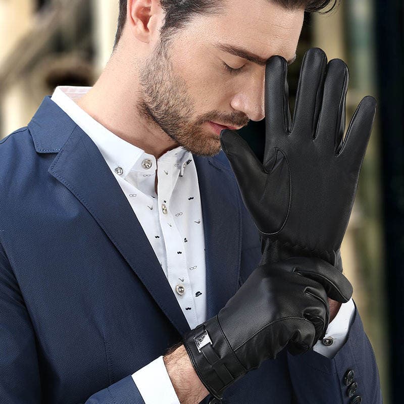 Gloves men's autumn and winter new touch screen warm riding outdoor sports bike thickened leather gloves wholesale 3