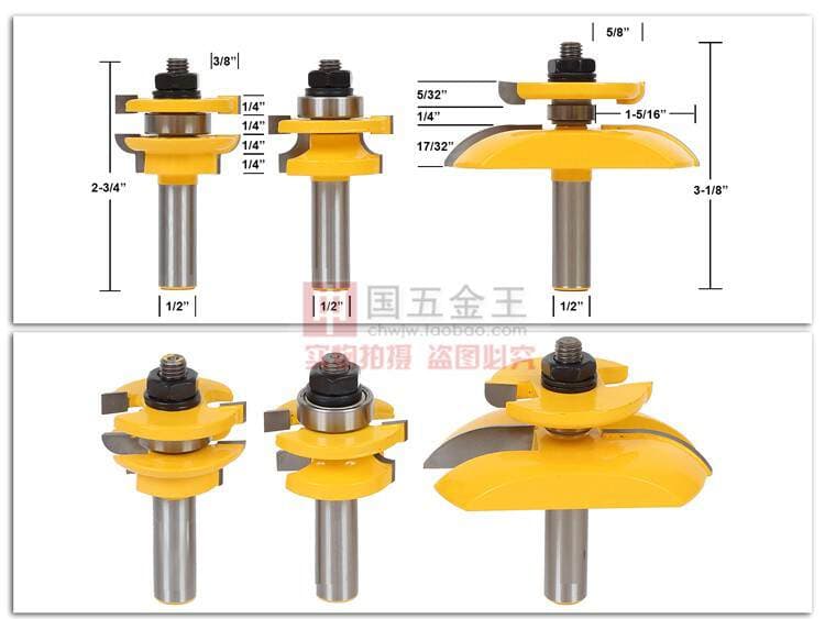 High-Grade 3-piece woodworking milling cutter engraving machine woodworking knife kitchen door knife cabinet door knife nail mortise knife 2