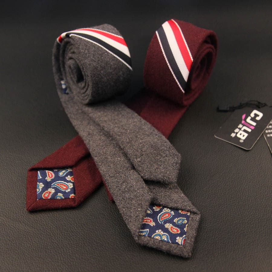 Autumn and winter men's fashion color thick color wool tie Korean casual narrow tie factory direct sales 1