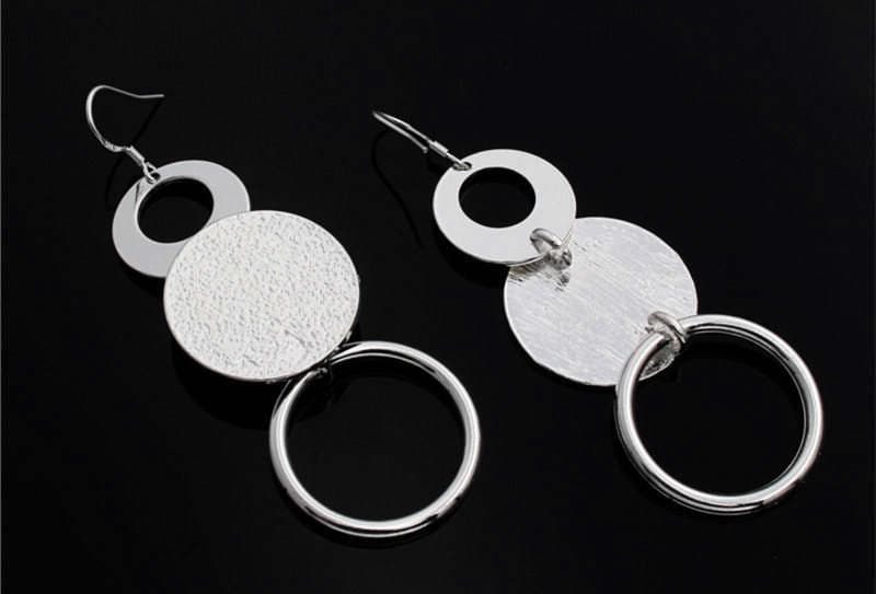 Silver-plated exquisite frosted Circle necklace earrings two-piece set AliExpress explosion jewelry wholesale 3