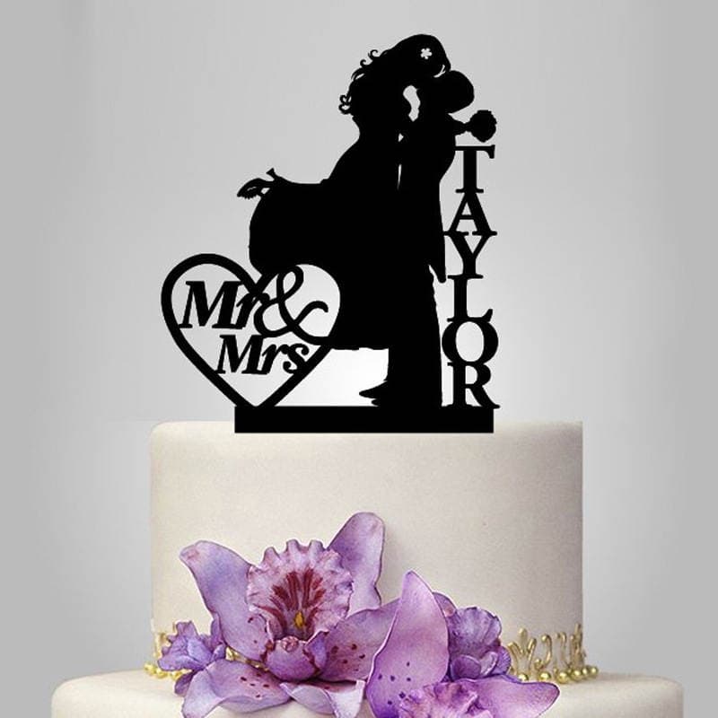 Wedding gift custom bride and groom kiss cake card insert English letter cake card cake decoration 1