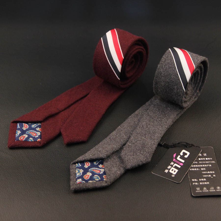 Autumn and winter men's fashion color thick color wool tie Korean casual narrow tie factory direct sales 2
