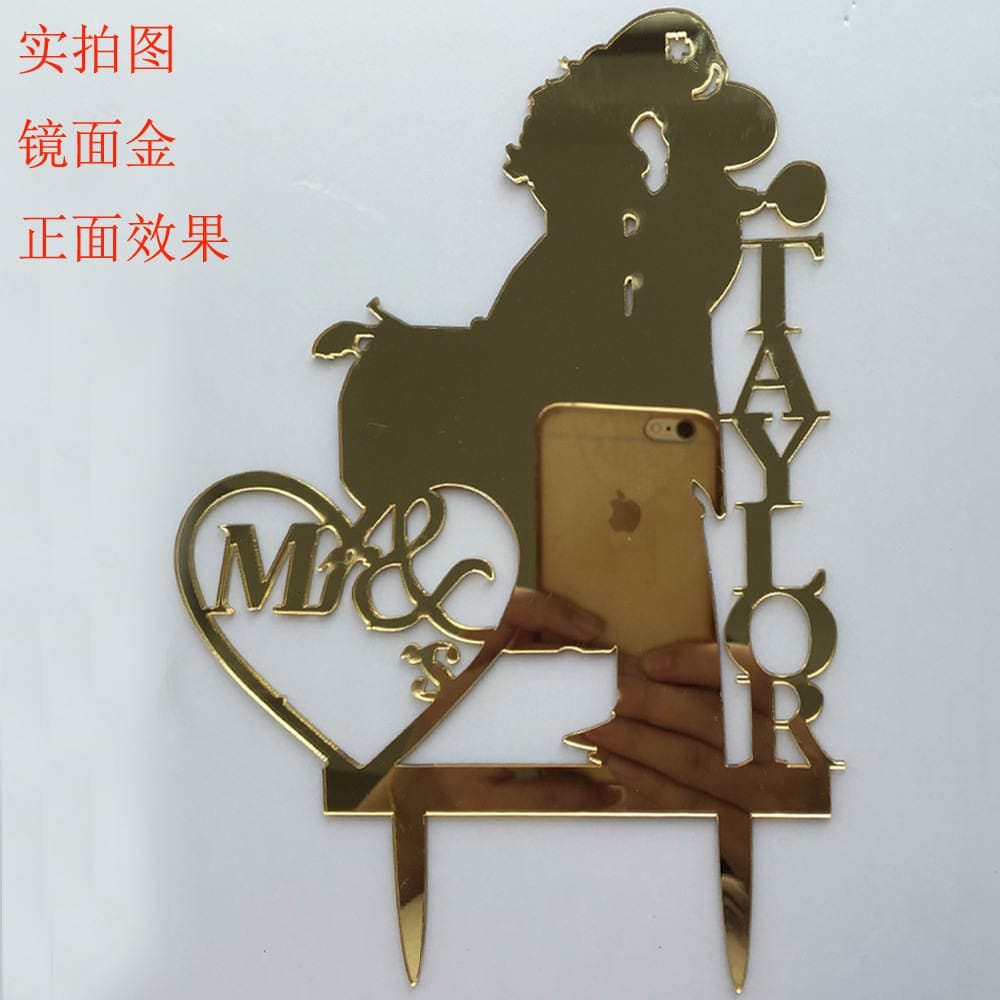 Exquisite customized acrylic wedding cake card insertion Batman cake card insertion MR & MRS cake card insertion 3