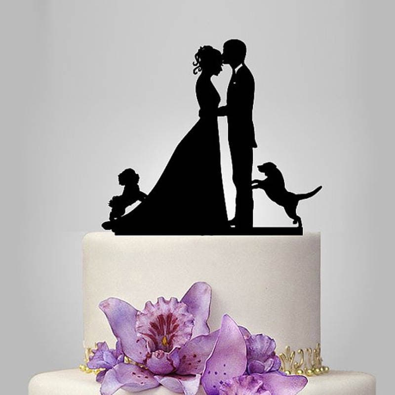 Acrylic Wedding Cake Card Insert Bride and Groom Cake Card Insert Sisters Labrador Dog Cake Card Insert 1