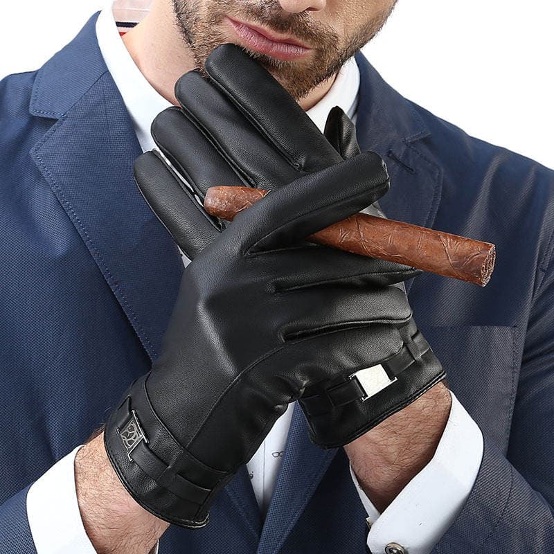 Gloves men's autumn and winter new touch screen warm riding outdoor sports bike thickened leather gloves wholesale 1