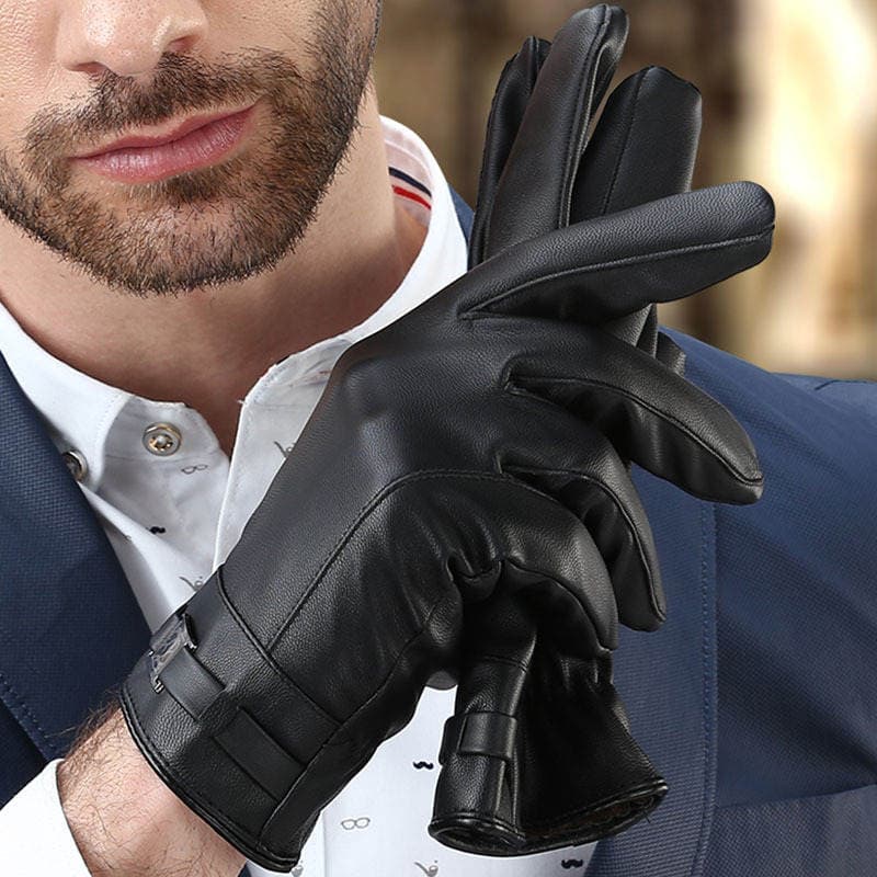 Gloves men's autumn and winter new touch screen warm riding outdoor sports bike thickened leather gloves wholesale 4