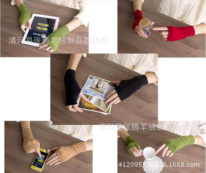 Autumn and Winter New Wool Gloves Women's Fingerless Half-Finger Warm Palm Protectors Unisex Adult Protection 2