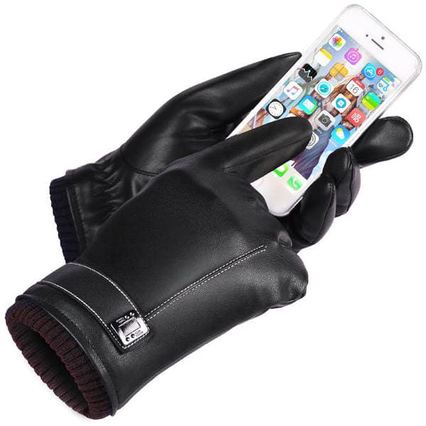 Autumn and winter men's and women's leather gloves touch screen thickened outdoor riding warm windproof waterproof driving student gloves foreign trade