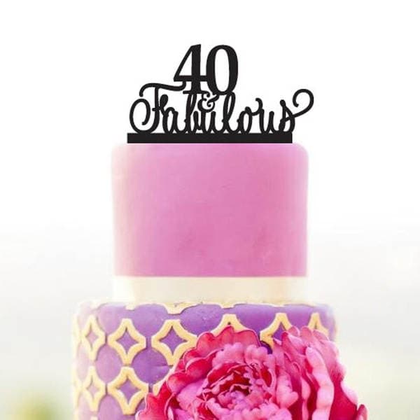 Customized "40th & fabulous" English words cake card insertion birthday anniversary cake card insertion