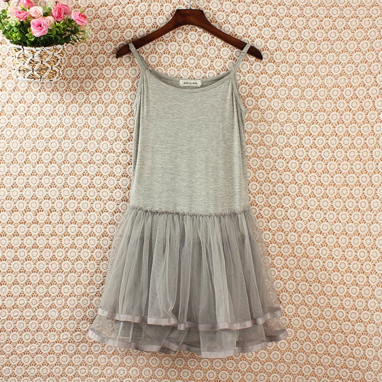 Sweet Lace Tutu Skirt Mesh Strap Skirt Modal Cotton Base Skirt Dress Women 3