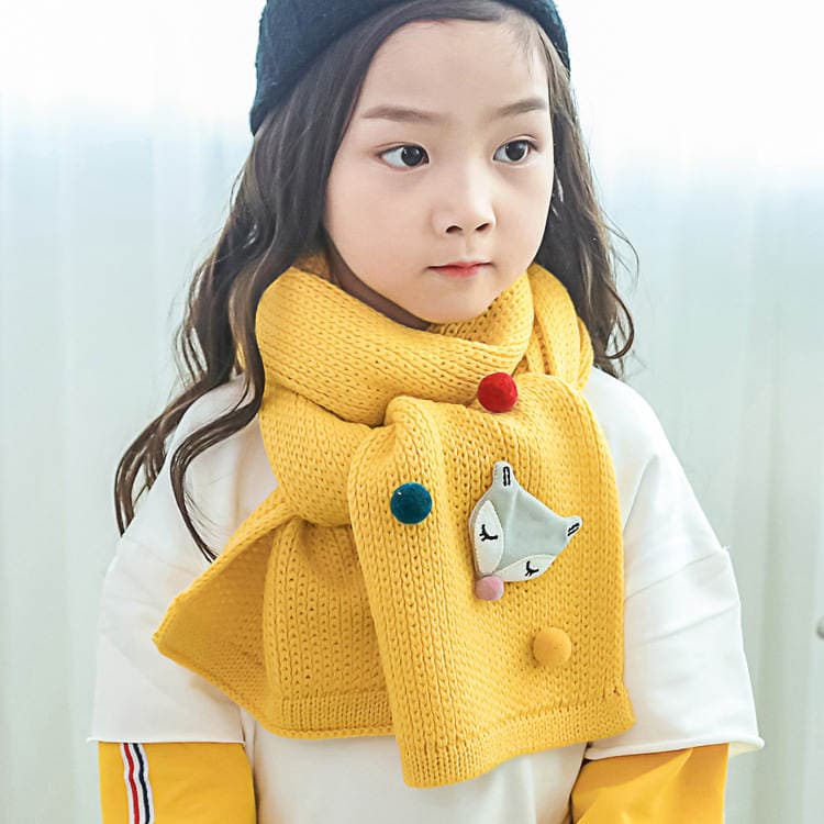 Little Fox Children's Scarf New Cartoon Knitted Warm Autumn and Winter Wholesale Wj8520 for Little Girls