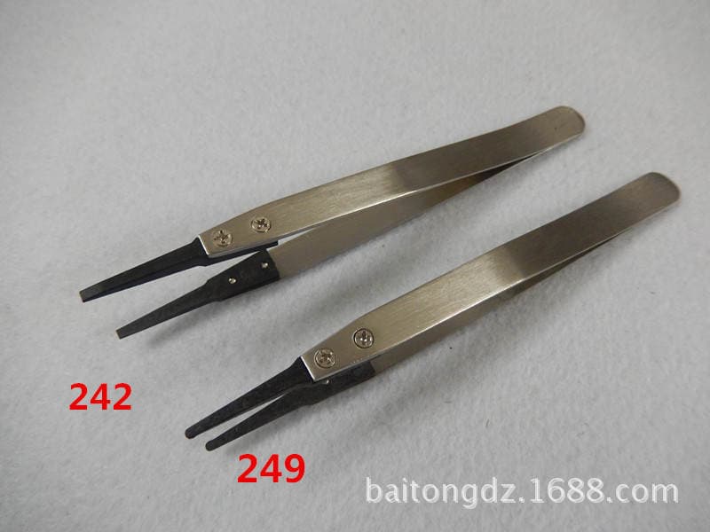 Acid and Alkali Resistant Tweezers Permanent Anti-static Plastic Tip/flat Head Replaceable Head Stainless Steel Tweezers ESD-242 3