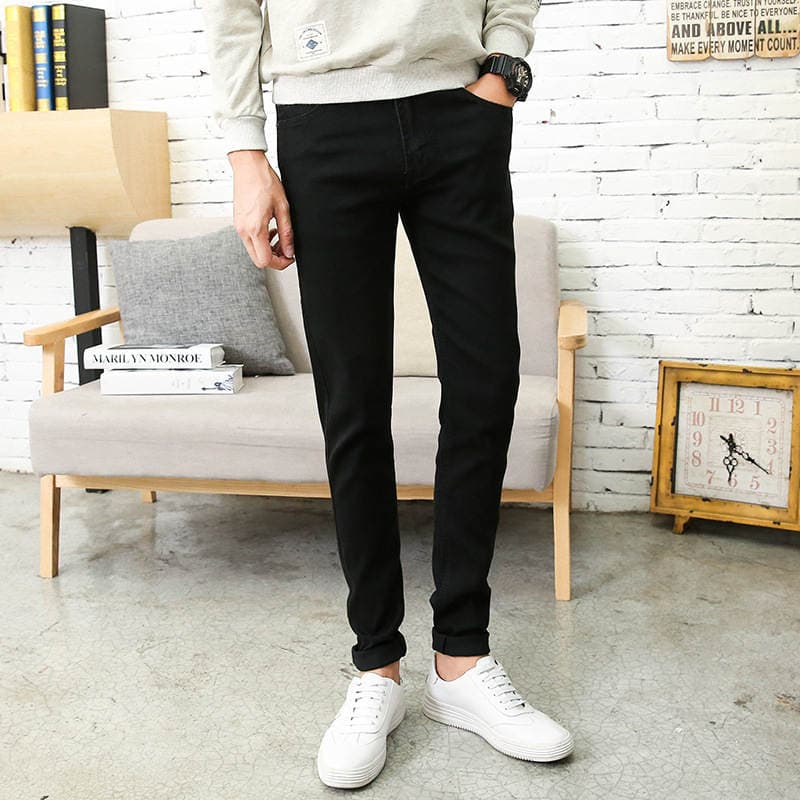 Carefully Selected New Spring and Autumn Men's Elastic Slim-Fit Jeans Korean Style Slim Jeans Youth Long Pants 820 3