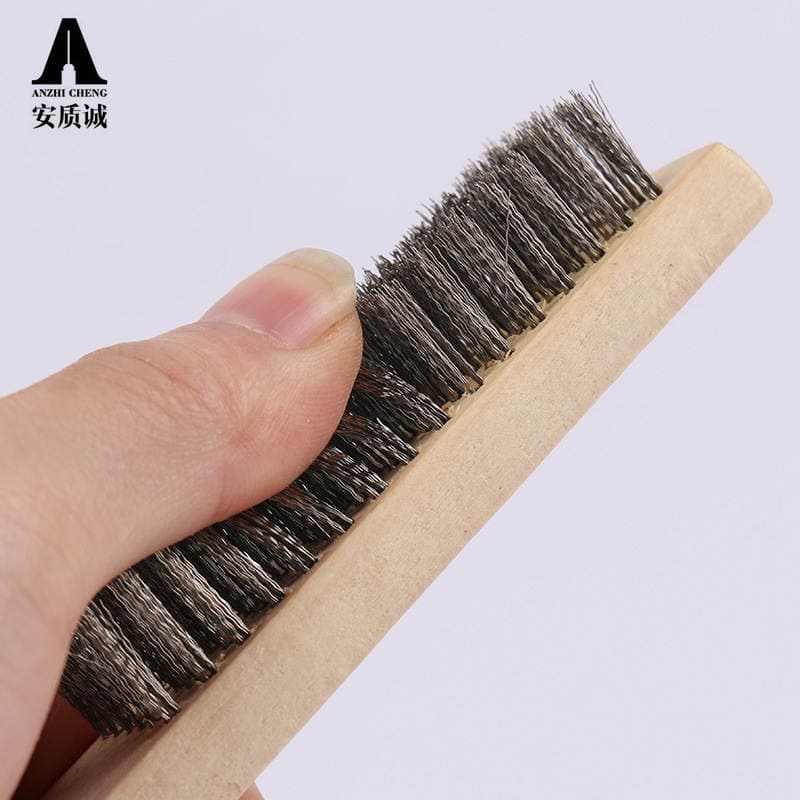 An Zhicheng Wooden Handle Stainless Steel Silk Brush Wen Play Brush Paint Removal and Rust Removal Brush Wen Play Root Carving Diamond Bodhi Cleaning Brush 3