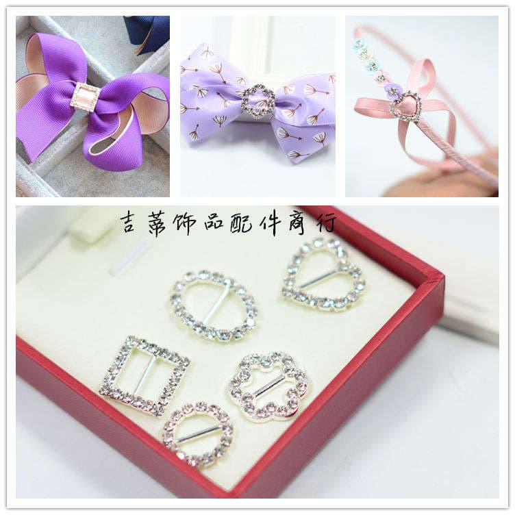 Special offer square plum blossom love bar inlaid rhinestone plate alloy tray crystal buckle hair accessories material 1
