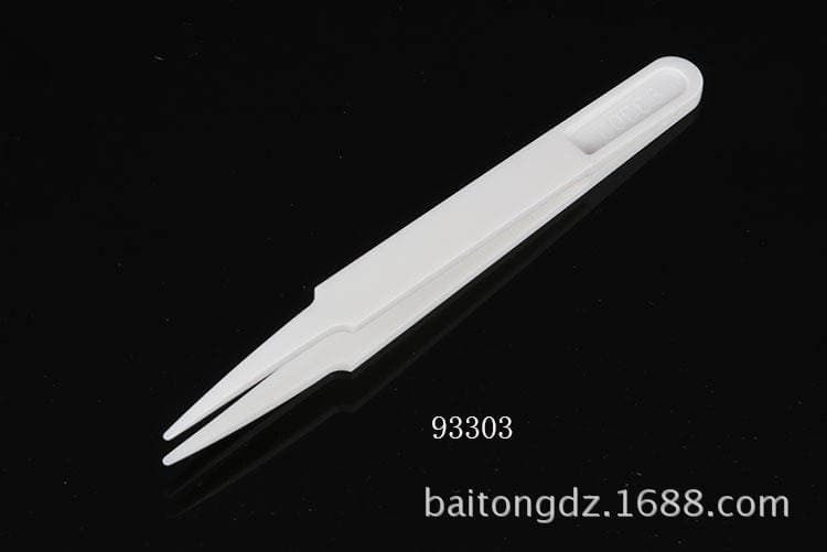 High elasticity white anti-tweezers flat tip elbow new material anti-static plastic purification tweezers 93303 series 5