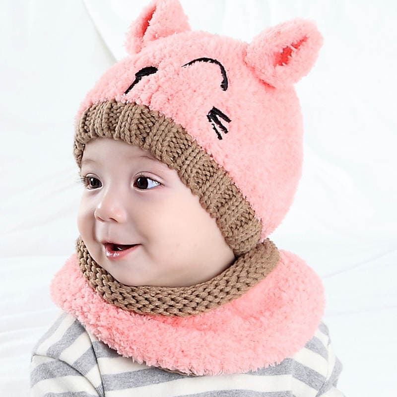 MZ4161 Hat Baby Caps Boys and Girls Baby Winter Buddy Bear Set Hat Ear Protection Hat Plush Bear 2
