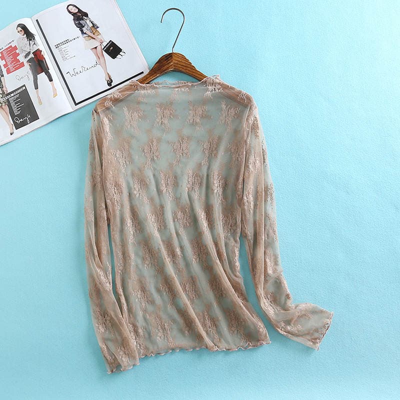 Autumn and winter New Korean order autumn fashion Sexy Stretch Slim long sleeve lace base Shirt Spot wholesale 2