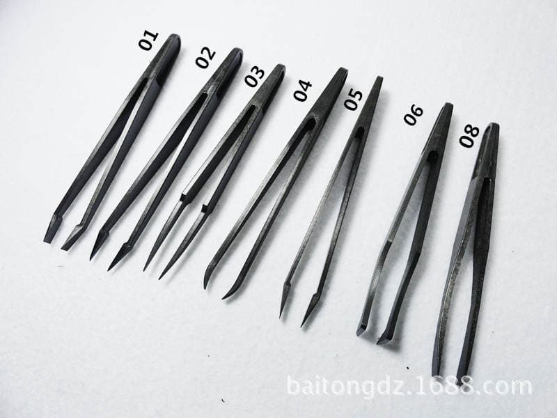 93305 elastic carbon fiber anti-static purification plastic tweezers flat anti-static tweezers plastic tweezers 5