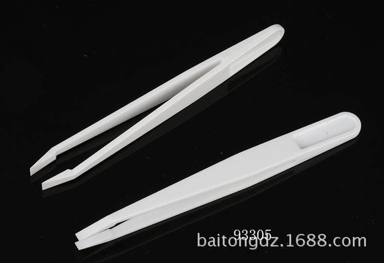 Highly Elastic White Anti-tweezers Flat Head Pointed Elbow New Material Anti-static Plastic Purification Tweezers 93306 Series 4