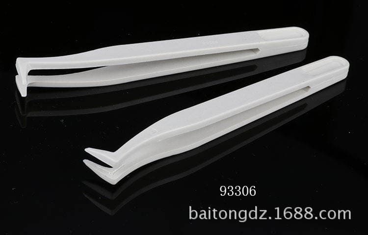 Highly Elastic White Anti-tweezers Flat Head Pointed Elbow New Material Anti-static Plastic Purification Tweezers 93306 Series 2