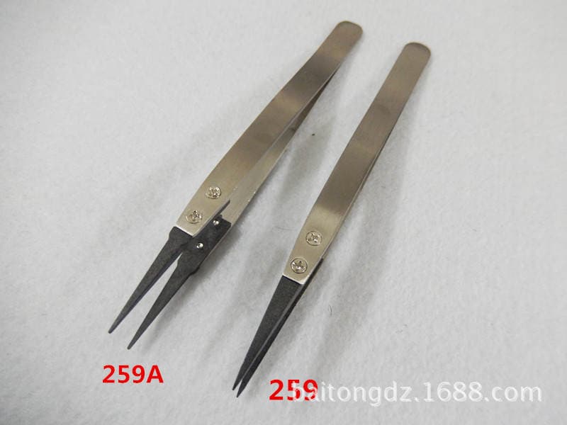 Acid and Alkali Resistant Tweezers Permanent Anti-static Plastic Tip/flat Head Replaceable Head Stainless Steel Tweezers ESD-242 2