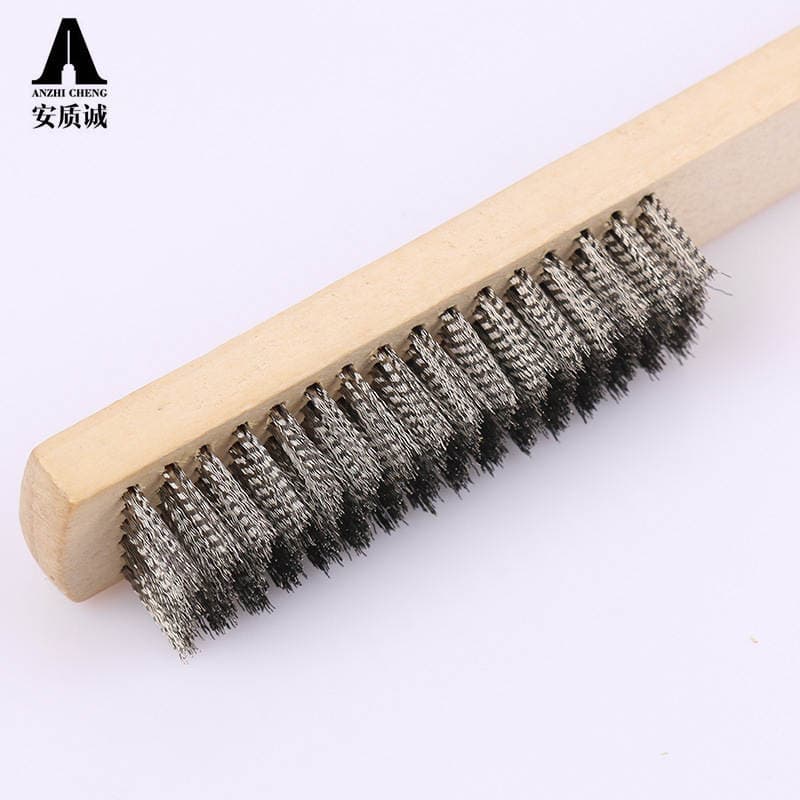 An Zhicheng Wooden Handle Stainless Steel Silk Brush Wen Play Brush Paint Removal and Rust Removal Brush Wen Play Root Carving Diamond Bodhi Cleaning Brush 2