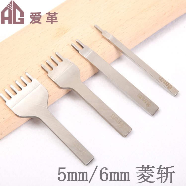DIY Leather Punch Tool Diamond Chop Leather Punch Ordinary White Steel Diamond Chop 5mm/6mm Spacing 1