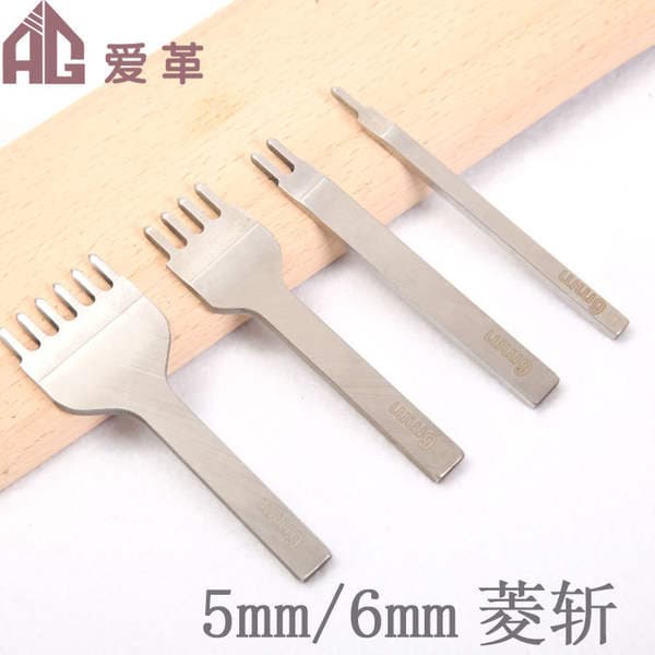 DIY Leather Punch Tool Diamond Chop Leather Punch Ordinary White Steel Diamond Chop 5mm/6mm Spacing