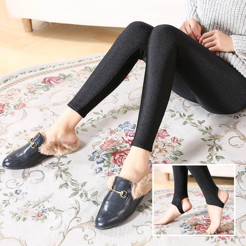 Spring and Autumn Thin Glossy Leggings for Women, Black Slim-Fit Capri Pants, Ankle-Length Pants 2