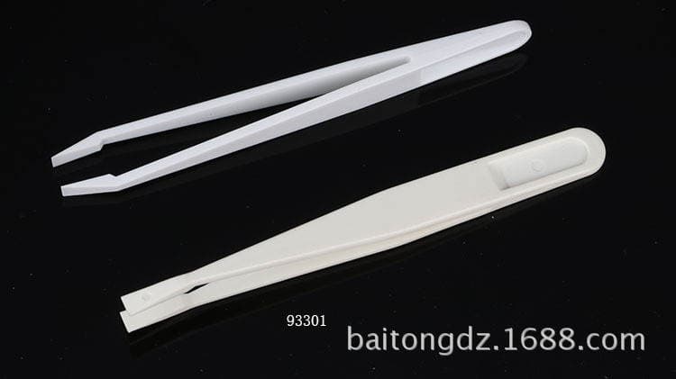 High elasticity white anti-tweezers flat tip elbow new material anti-static plastic purification tweezers 93303 series 2